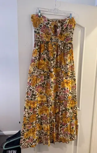 Ba&sh Dalid Ocre Strapless Dress