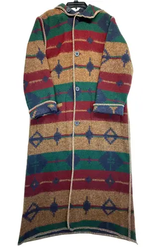 Woolrich Vtg Aztec Duster Coat Reversible Southwestern Blanket Long Cardigan M