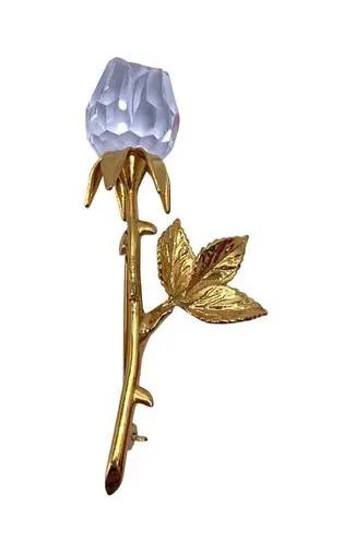 Swavorski Swarovski & Co. Austrian Crystal Rose Gold-Plated Stem Brooch Pin In Gift Box