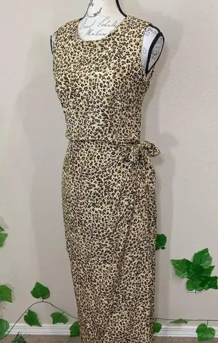 Maggy London Leopard Wrap Silk Maxi Dress