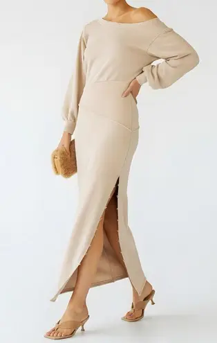 SER.O.YA. Elo Long Sleeve Fleece Sweater Dress, Camel, Large Brown