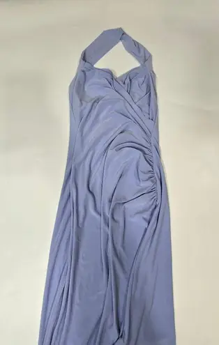 Norma Kamali x REVOLVE Halter Sweetheart Side Drape Gown in Celestial Blue