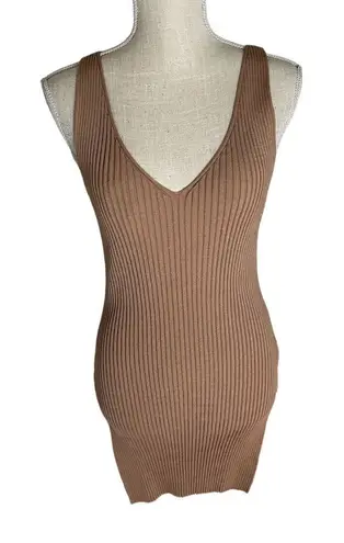 Babaton Aritizia Sculpt Ribbed Knit Double V Neck Tank mini Dress