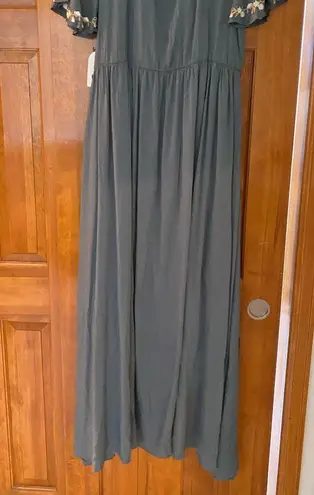 NWT Jodiel Embroidered Floral Wrap Top High Low Blue Dress Women’s L Size L