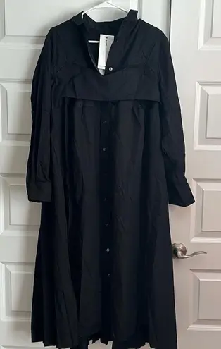 SACAI Midi Pleated Shirt Dress NWT Large Black