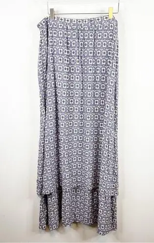 Flax Geometric Print Pull On Layered Maxi Skirt L