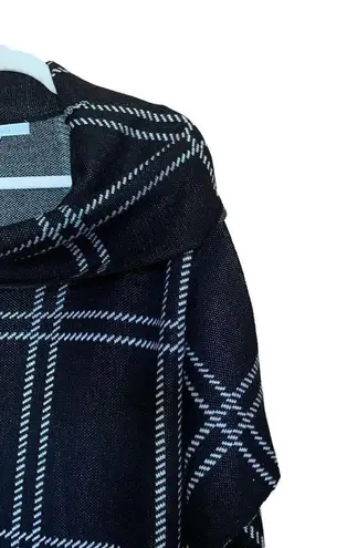 Fever Small Medium Multicolor Windowpane Plaid Poncho Pullover Cowl Neck Sweater