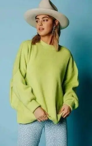 Free People Easy Street Citron Green Oversized Sweater