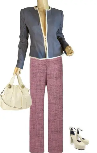 VINTAGE 1980'S SASSON GRAY & CREAM TWILL CROPPED BLAZER (8/9/S)