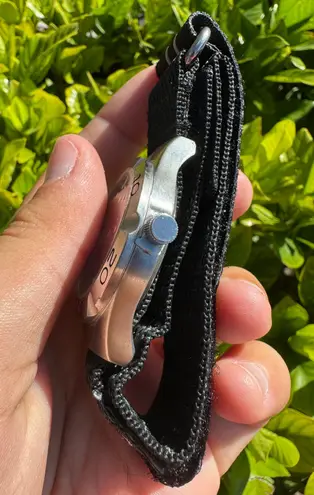 New Aquatech Watch Black Hook & Loop Band Round Face Silver Toned WR 100FT