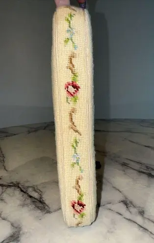 Handmade Vintage Needlepoint Mini Handbag Clutch Victorian Femme 9" Gold Frame