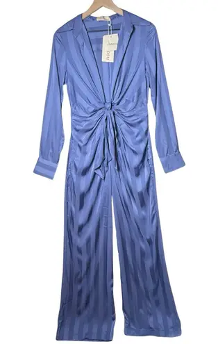 Choosy Lafayette Womens Blue Striped Jumpsuit Pockets Front Tie Comfort Size 2