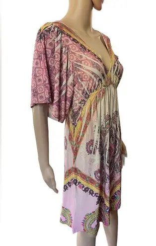 Volume One Vintage 90s Hippie Boho Eclectic Paisley Mandala Embellished Dress