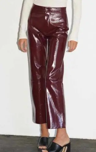 LNA Faux Leather Patent Crinkle Pants Size Large Wine