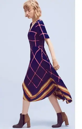 HD in Paris Anthropologie Striped Pane Midi Dress Blue Size 0P