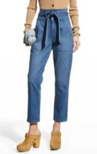 Veronica Beard Logan Slim Straight Extra High Rise Jeans Cornflower Wash Sz 23