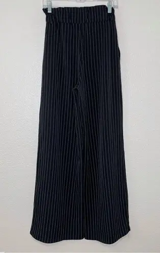 Rehab Women’s Black White Stripe High-Waisted Wide Leg Paper Bag Pants