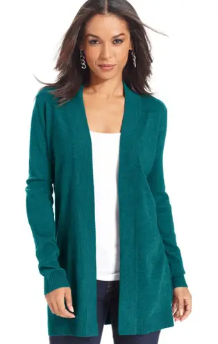 Caslon super soft teal green wool and mohair blend cardigan sweater size small - Image 1