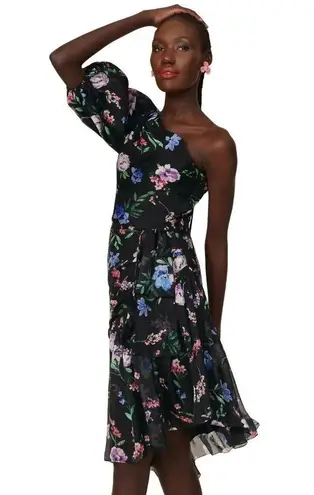 Shoshanna Midnight Gia One Shoulder Dress in Black Floral 4 Womens Cocktail