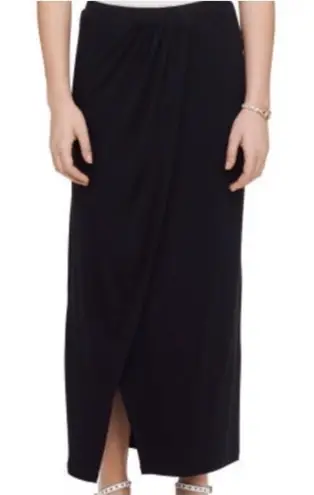 Club Monaco Skirt Womens X Small Black Slit Side Faux Wrap Maxi Knit