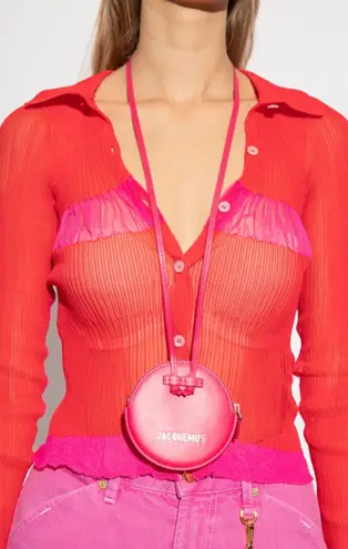 Jacquemus NWT Le Pitchou Round Coin Purse Dark Pink