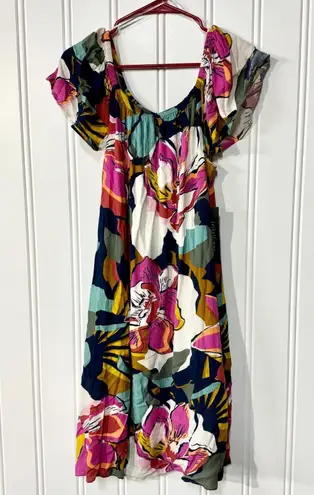 Tribal Femme Dress Women Size M Off The Shoulder Floral Midi Flowy Tropical NEW Size M