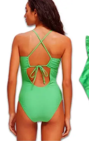 Scotch & Soda One Pcs Swimsuit Sz S Halter Ruched Feminine Preppy Cottage NWT