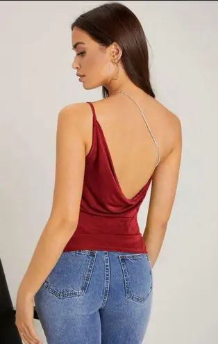 SheIn one shoulder rhinestone top