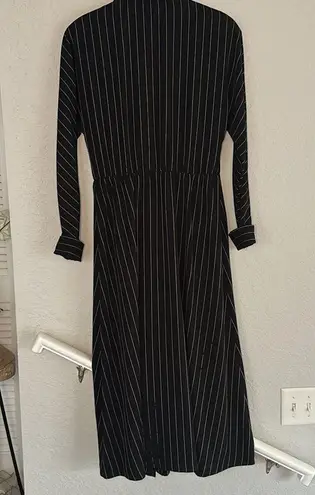 Chetta B Vintage Sherrie Bloom Menswear Pinstripe Dress Collared Wrap Midi Boss