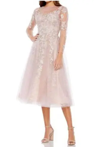 Mac Duggal NWT 30681 Sheer Neckline Illusion Sleeve Dress Sz 4 $598