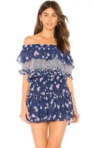 MISA Los Angeles Blue Floral Ruffle Darci Dress | SZ S