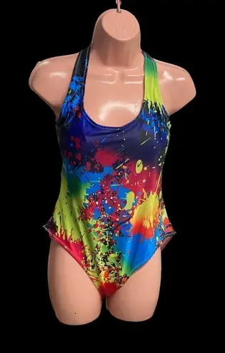 None Paint Splash One Piece Swimsuit Size Large New Without Tags