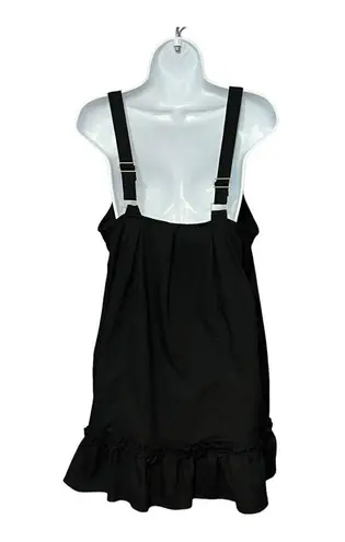 New In Button-Up Sleeveless Ruffle Flare Hem Mini Dress Black Linen/Rayon Casual - Image 5