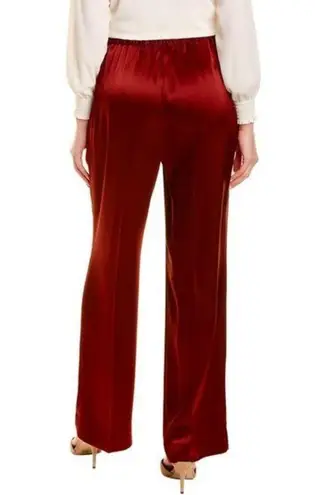 St. John ππ Liquid Satin Pant Elastic Back Pull-On Wide-Leg Oxblood Red M NWOT