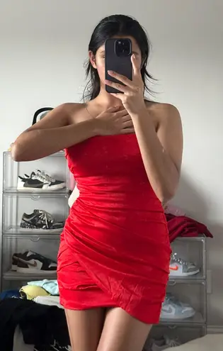 ZARA Draped Mini Red Dress