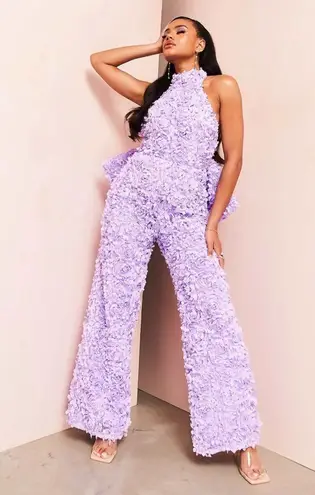 ASOS  LUXE 3D floral open back jumpsuit in lilac 4 - Image 1
