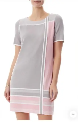 Ming Wang Colorblock Soft Knit Sheath Dress womens XS grey gray pink NEW *FLAWED