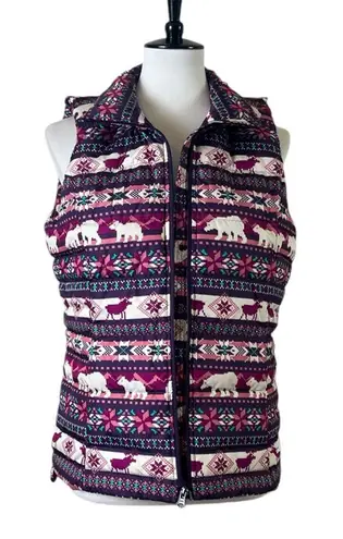 Lands' End Lands’ End New Vest Puffer Down Feather Filled Zip Purple Deer Print Size Small - Image 1