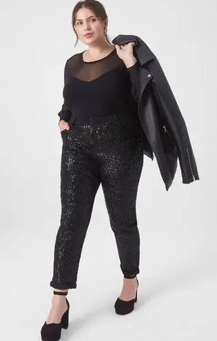 Lane Bryant NWOT  Signature Fit Boyfriend Jean - Black With Sequins SZ-20