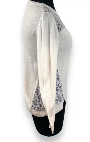 Rebecca Taylor Wool Blend Lace Panel Sheer Knit Sweater