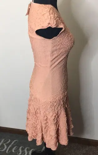 Alexander McQueen blush peach textural pucker knit flounced dress size s…