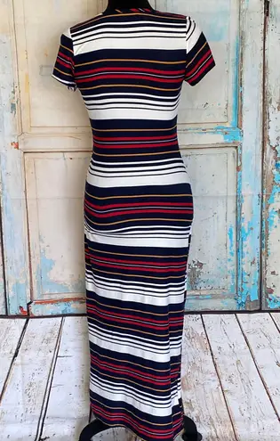 Myth Short Sleeve Crew Neck Multicolor Striped Bodycon Dress M