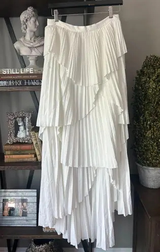 AMUR Ophelia Pleated Taffeta Maxi Skirt White Womens Size 8
