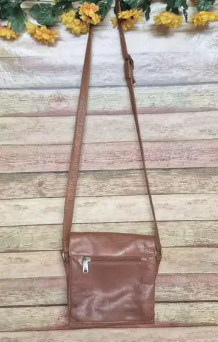 None Brown Genuine Leather Crossbody Organizer Purse Bag TEXAS Star Adjustable Strap