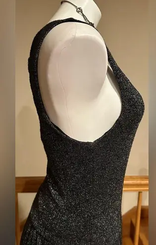 Green Dragon California Black Metallic Silver T Shirt Dress Cut Out Bow Sz S