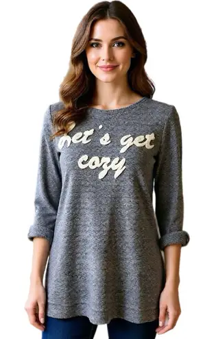 Chico's 1 Zenergy Sweatshirt Womens Size Medium Pull Over Winter Cozy Tunic Top Gray