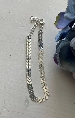 Silver Tone Chevron Chain anklet Adjustable Lobster Clasp Women's Jewelry