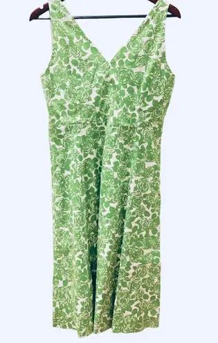 Boden USA Boden Green White Roses Derby Dress Sleeveless 10 Fit Flare