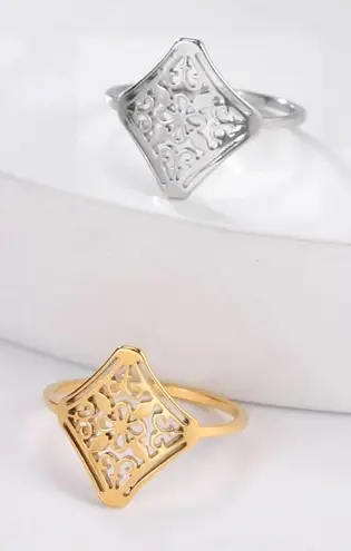 None NEW Women’s 18k Gold-Plated Hollow Lattice Ring Size 8