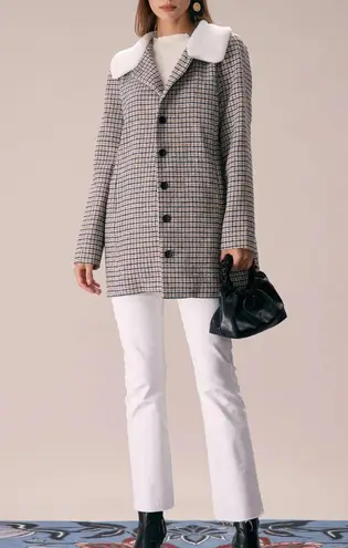 Rihoas Khaki Lapel Single Breasted Plaid Blazer Black